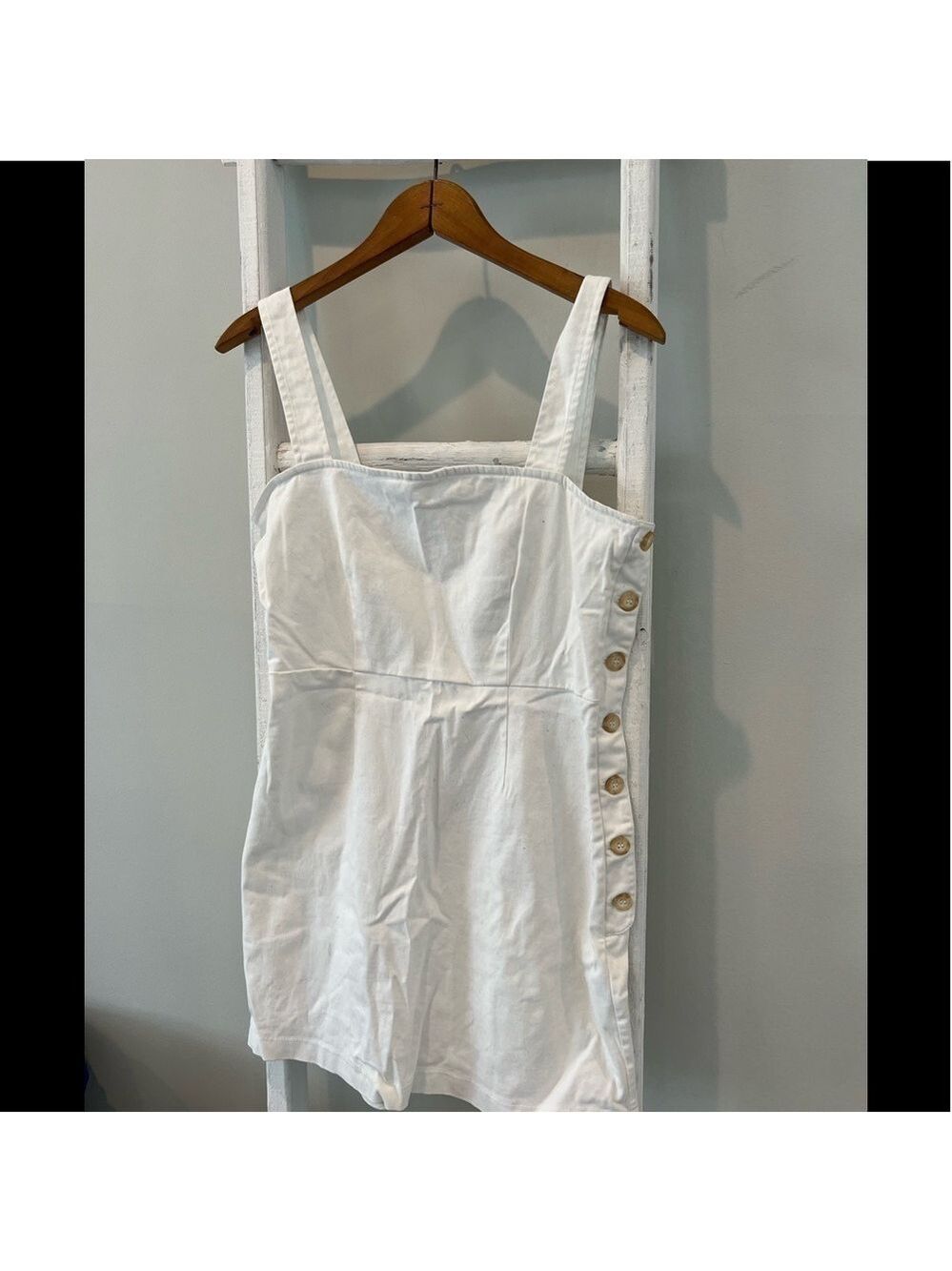 𝅺FOREVER 21 ivory white button side classic dress size medium
